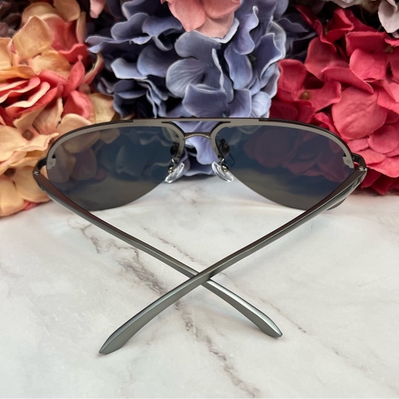 KINGSEVEN Retro Rimless Blue Mirrored Polarized Sunglasses - Picture 10 of 16